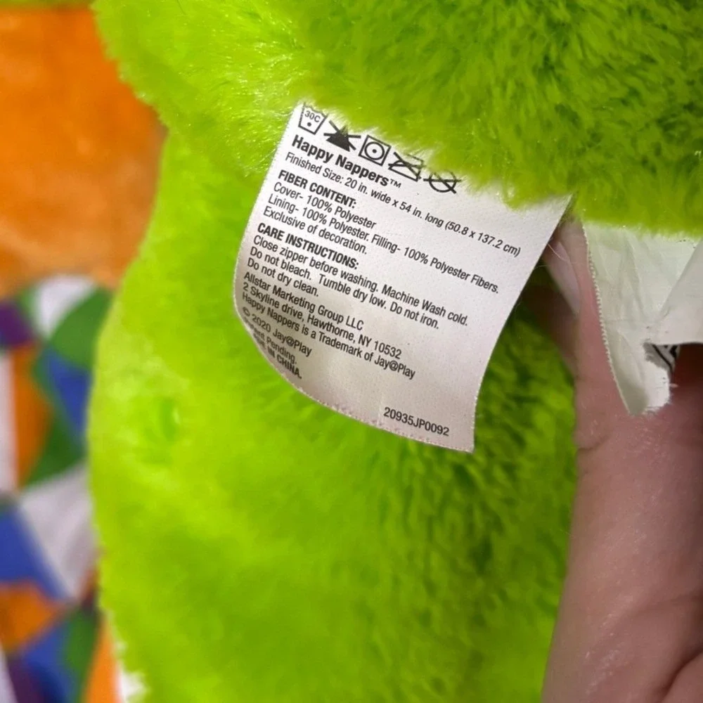 Happy Nappers Green Dragon Sleeping Bag Kids Plush Pillow‎ Geometric Pattern